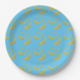 Yellow Old World Swallowtail Butterfly pattern Paper Plates