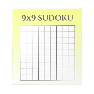 Yellow Ombre 9x9 Sudoku Grid Template Notepad