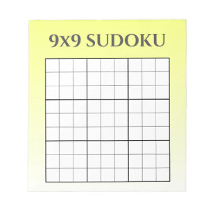 yellow ombre 9x9 sudoku grid template notepad zazzle