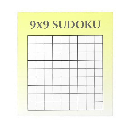 Yellow Ombre 9x9 Sudoku Grid Template Notepad