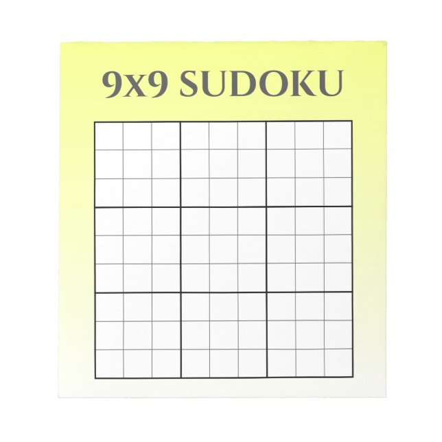 Yellow Ombre 9x9 Sudoku Grid Template Notepad (Front)