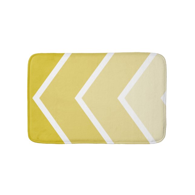 Yellow Ombré Chevron Stripes Pattern Bath Mat (Front)