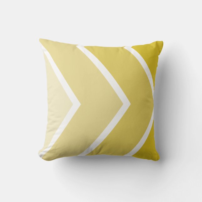 Yellow Ombré Chevron Stripes Pattern Throw Pillow (Front)
