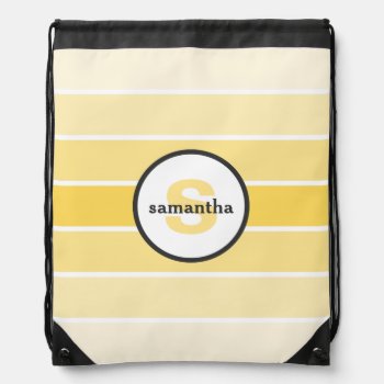 Yellow Ombre Monogram Drawstring Bag by snowfinch at Zazzle
