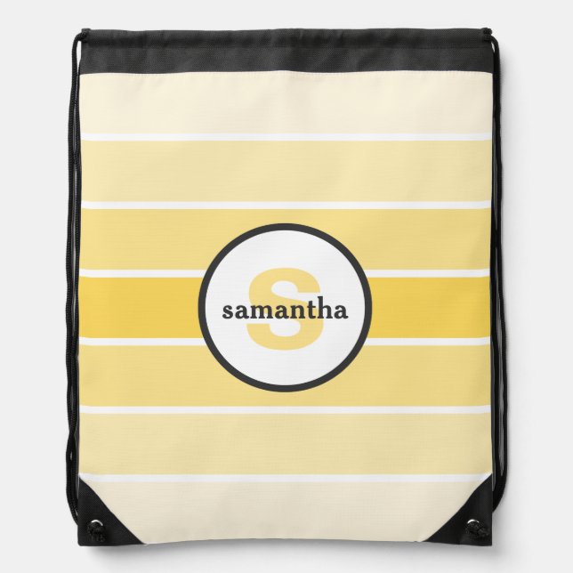 Yellow Ombre Monogram Drawstring Bag (Front)