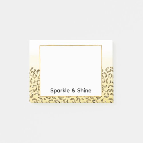 Yellow Ombre Watercolor Gold Glitter Leopard Post_it Notes