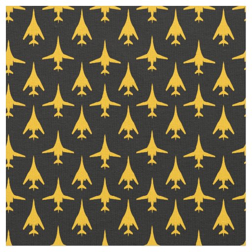 Yellow on Black B-1 Spirit Bomber Pattern Fabric