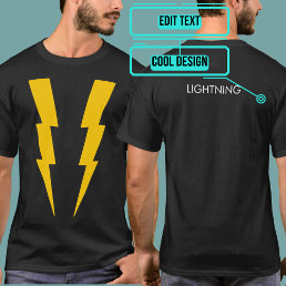 Yellow on Black Lightning Superhero Tee