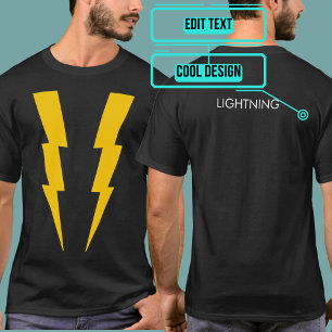 Yellow on Black Lightning Superhero Tee