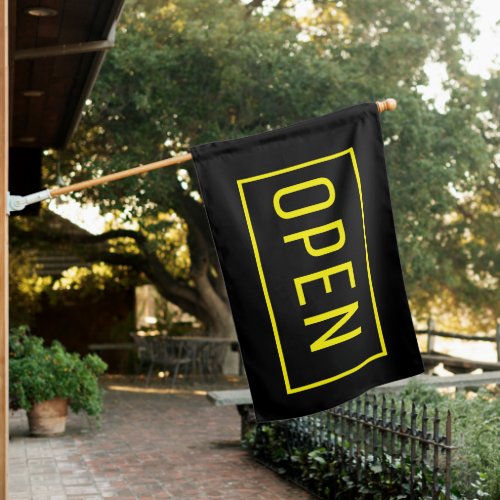 YELLOW ON BLACK OPEN SIGN FLAG