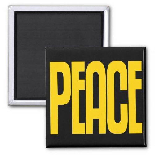Yellow on Black Peace Magnet Text Design Magnet