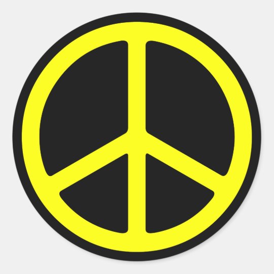 Yellow on Black Peace Sign Sticker | Zazzle