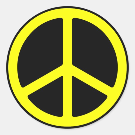 Yellow on Black Peace Sign Sticker | Zazzle