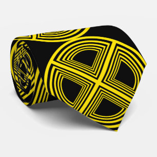 yellow on black symbol disk neck tie