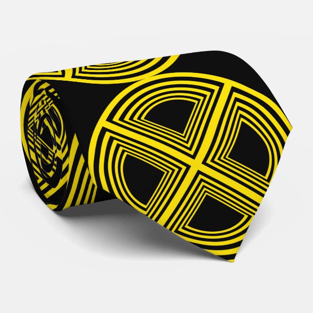 yellow on black symbol disk neck tie (Rolled)