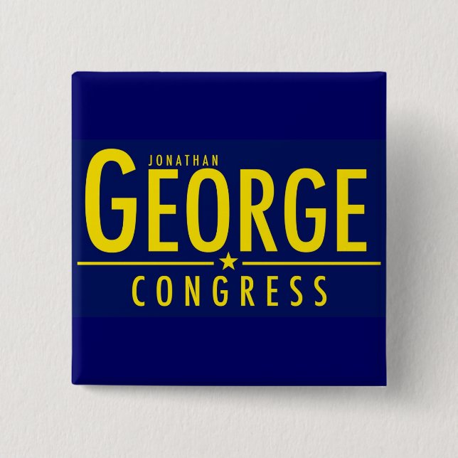 Yellow on Blue George for Congress Square Button (Front)
