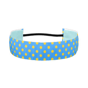 Yellow On Blue Polka Dots Pattern Design Athletic Headband