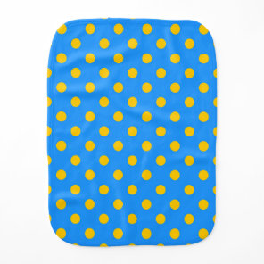 Yellow On Blue Polka Dots Pattern Design Baby Burp Cloth