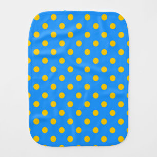 Yellow On Blue Polka Dots Pattern Design Baby Burp Cloth