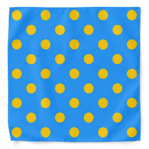 Yellow On Blue Polka Dots Pattern Design Bandana