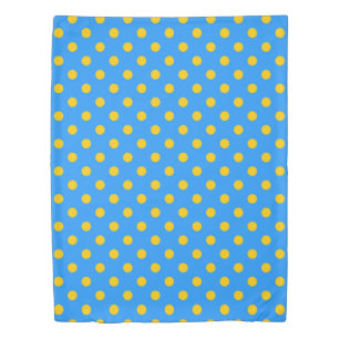Yellow On Blue Polka Dots Pattern Design Duvet Cover