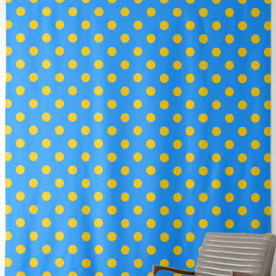 Yellow On Blue Polka Dots Pattern Design Fabric