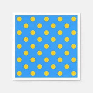 Yellow On Blue Polka Dots Pattern Design Napkins