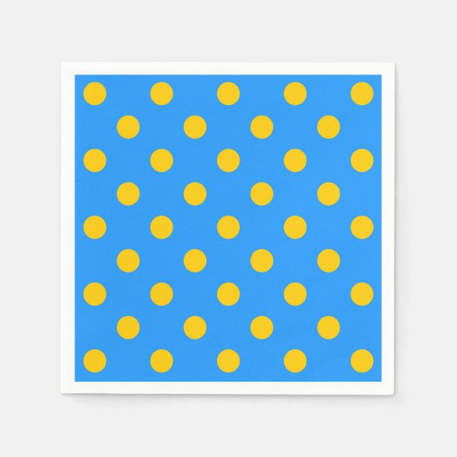 Yellow On Blue Polka Dots Pattern Design Napkins (Front)