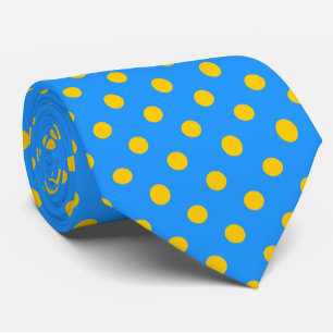 Yellow On Blue Polka Dots Pattern Design Neck Tie