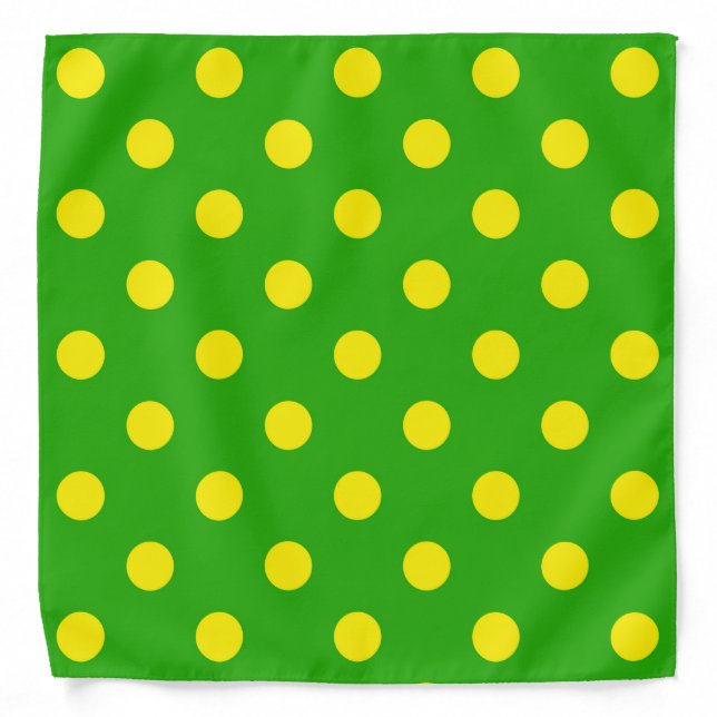 Yellow On Green Polka Dots Pattern Design  Bandana (Front)