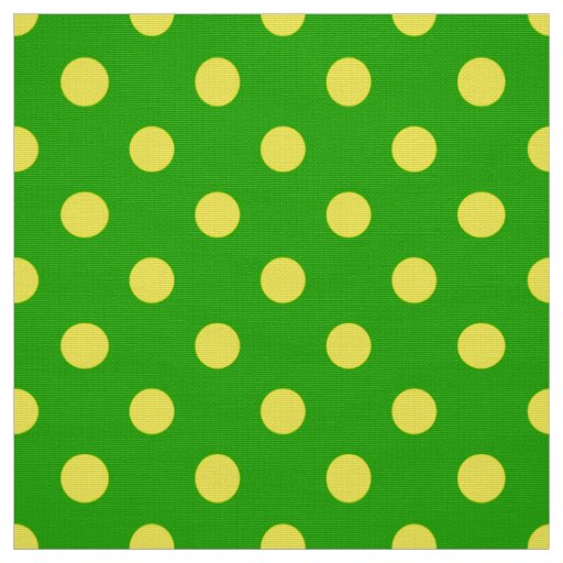 Yellow On Green Polka Dots Pattern Design  Fabric