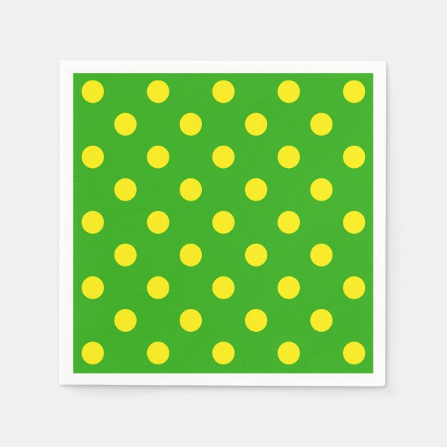 Yellow On Green Polka Dots Pattern Design  Napkins (Front)