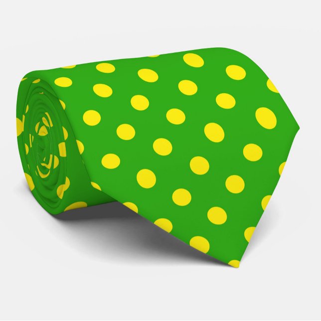 Yellow On Green Polka Dots Pattern Design  Neck Tie (Creator Uploaded)