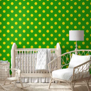 Yellow On Green Polka Dots Pattern Design Wallpaper