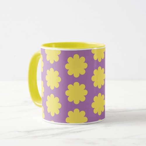 Yellow on Lavender Retro Flower Art Mug Cup
