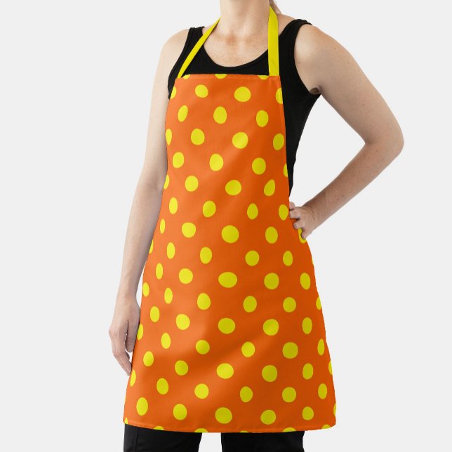 Yellow On Orange Polka Dots Pattern Design  Apron (Creator Uploaded)