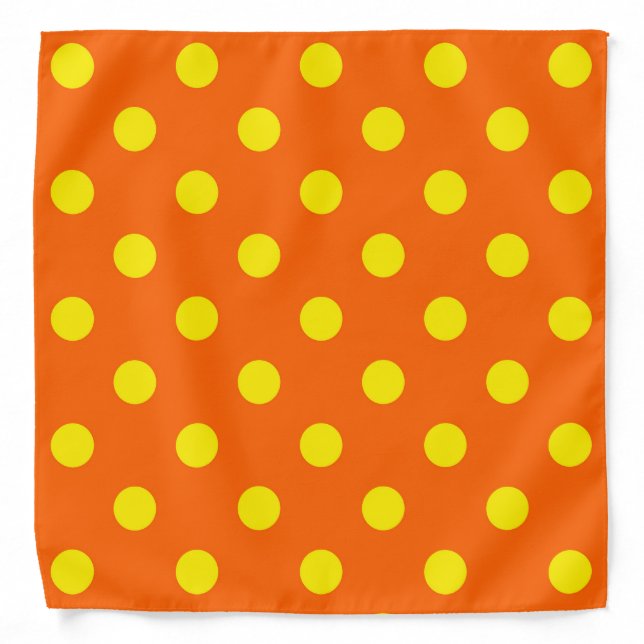 Yellow On Orange Polka Dots Pattern Design  Bandana (Front)