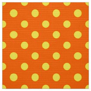 Yellow On Orange Polka Dots Pattern Design  Fabric