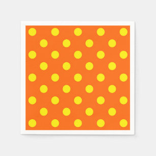 Yellow On Orange Polka Dots Pattern Design  Napkins