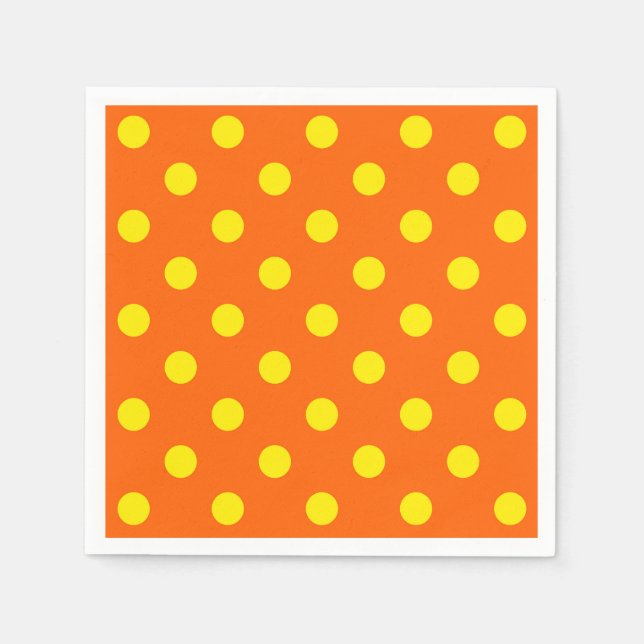 Yellow On Orange Polka Dots Pattern Design  Napkins (Front)