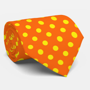 Yellow On Orange Polka Dots Pattern Design  Neck Tie