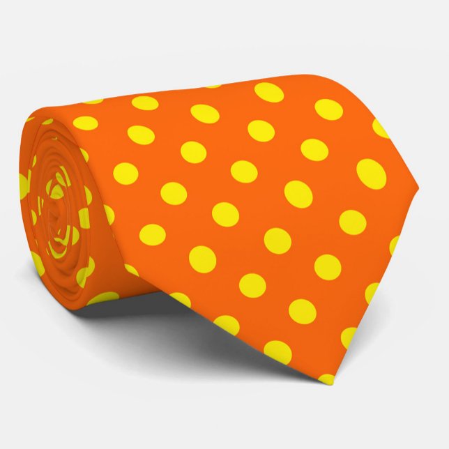 Yellow On Orange Polka Dots Pattern Design  Neck Tie (Creator Uploaded)