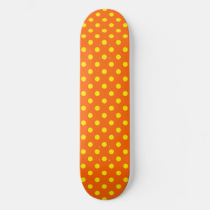 Yellow On Orange Polka Dots Pattern Design Skateboard