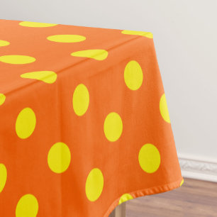Yellow On Orange Polka Dots Pattern Design  Tablecloth