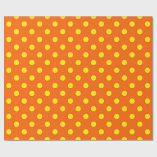 Yellow On Orange Polka Dots Pattern Design Wrapping Paper