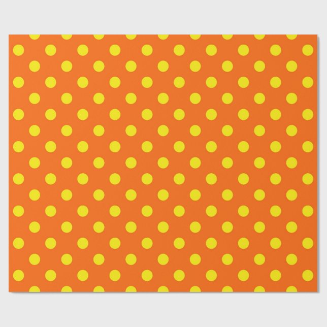 Yellow On Orange Polka Dots Pattern Design  Wrapping Paper (Flat)