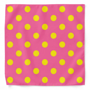 Yellow On Pink Polka Dots Pattern Design Bandana