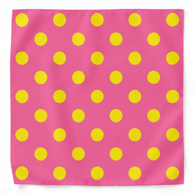 Yellow On Pink Polka Dots Pattern Design Bandana (Front)