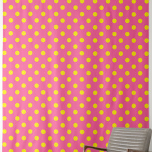 Yellow On Pink Polka Dots Pattern Design Fabric
