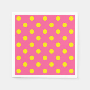 Yellow On Pink Polka Dots Pattern Design Napkins